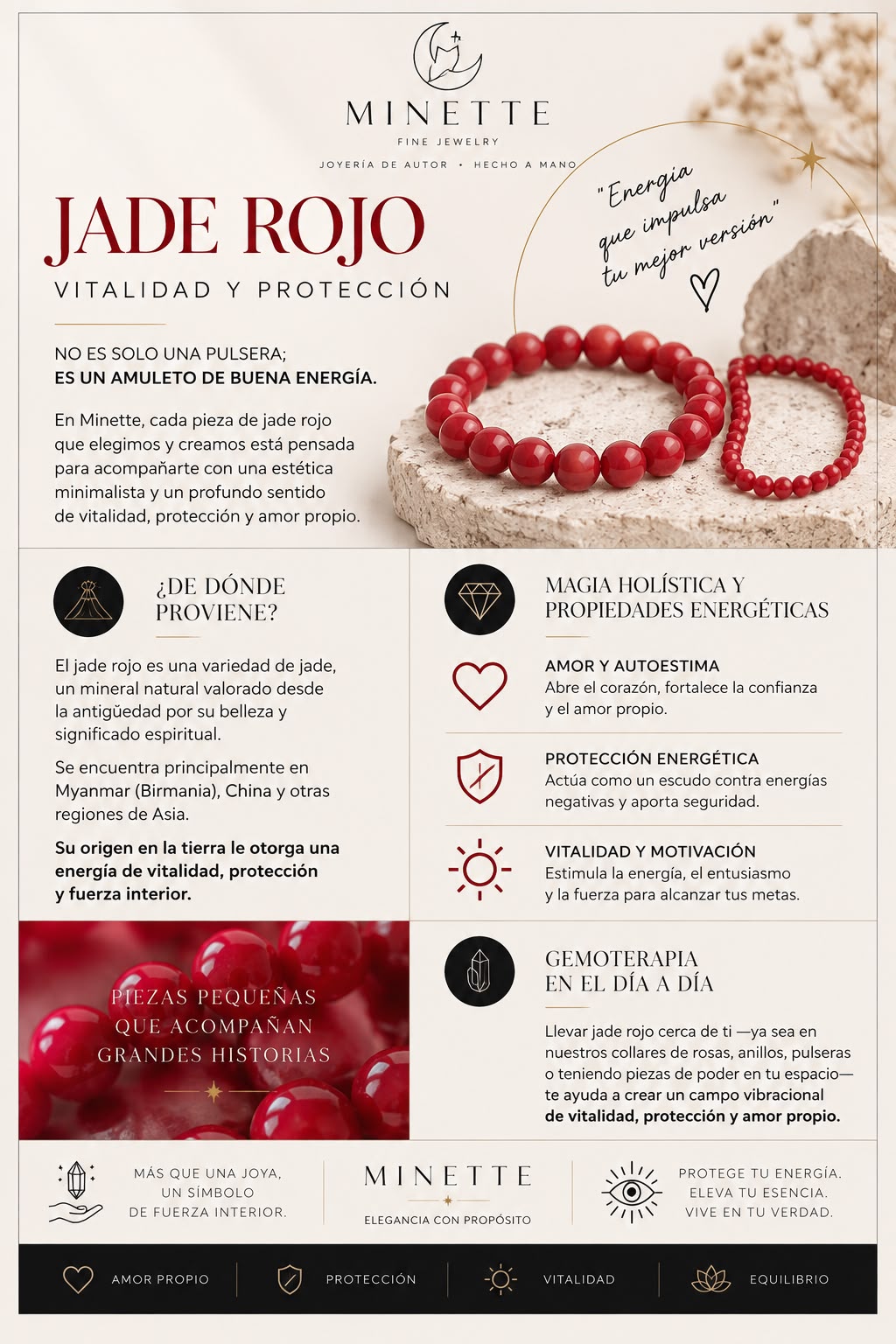 Pulsera de Jade Rojo - Minette Fine Jewelry
