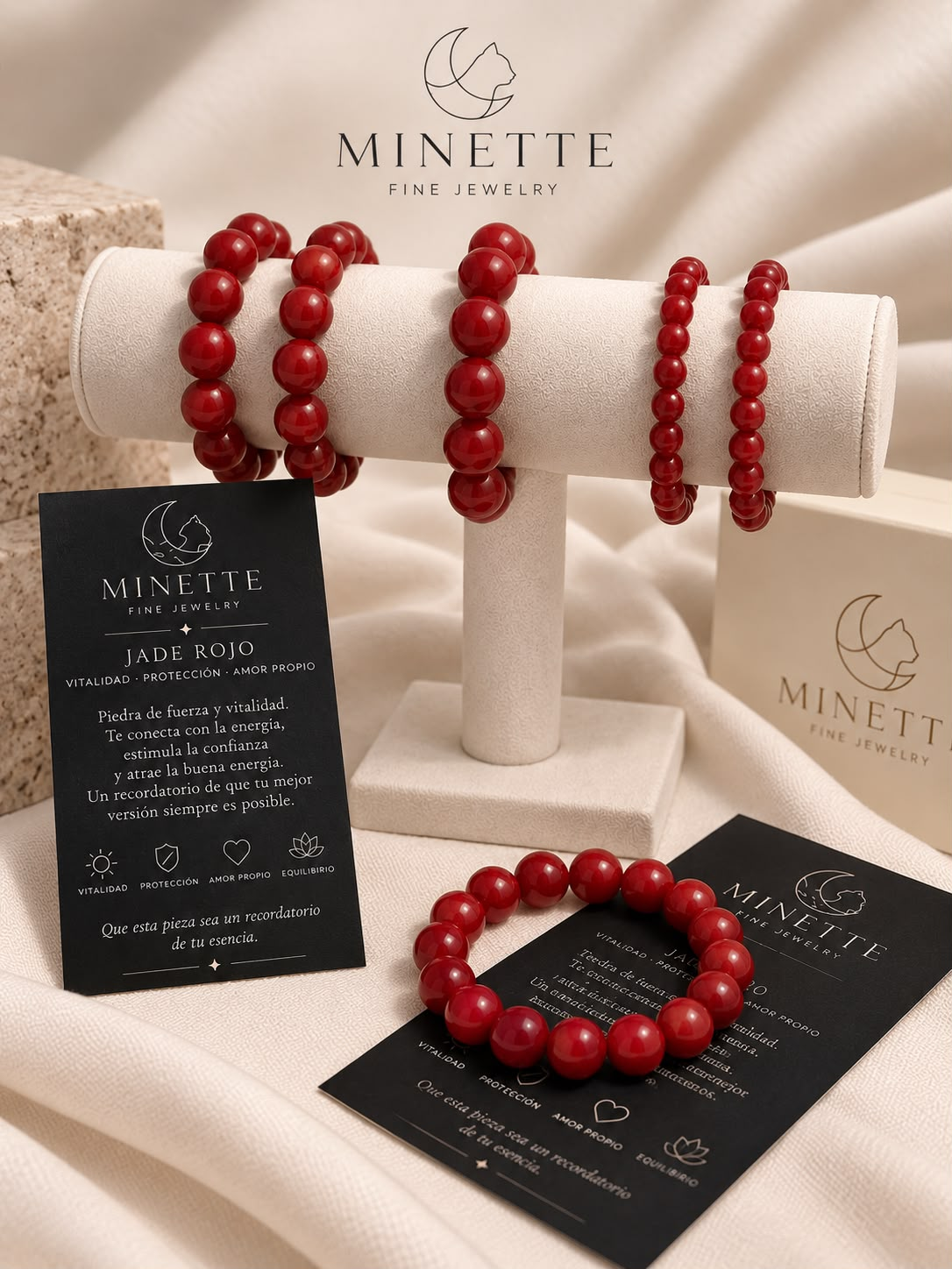 Pulsera de Jade Rojo - Minette Fine Jewelry