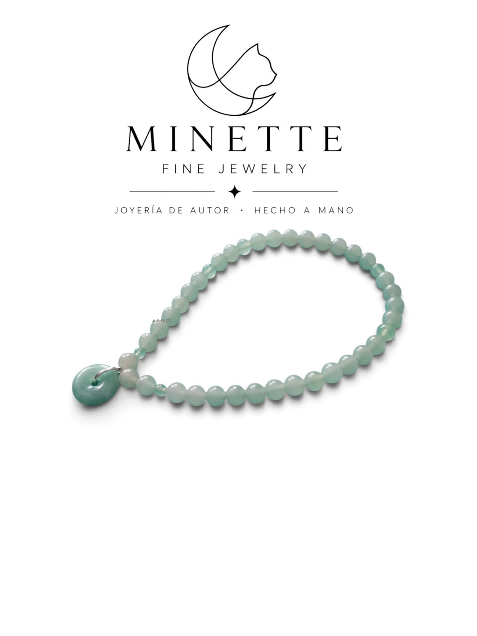 Collar de Jade Natural con Colgante Bi